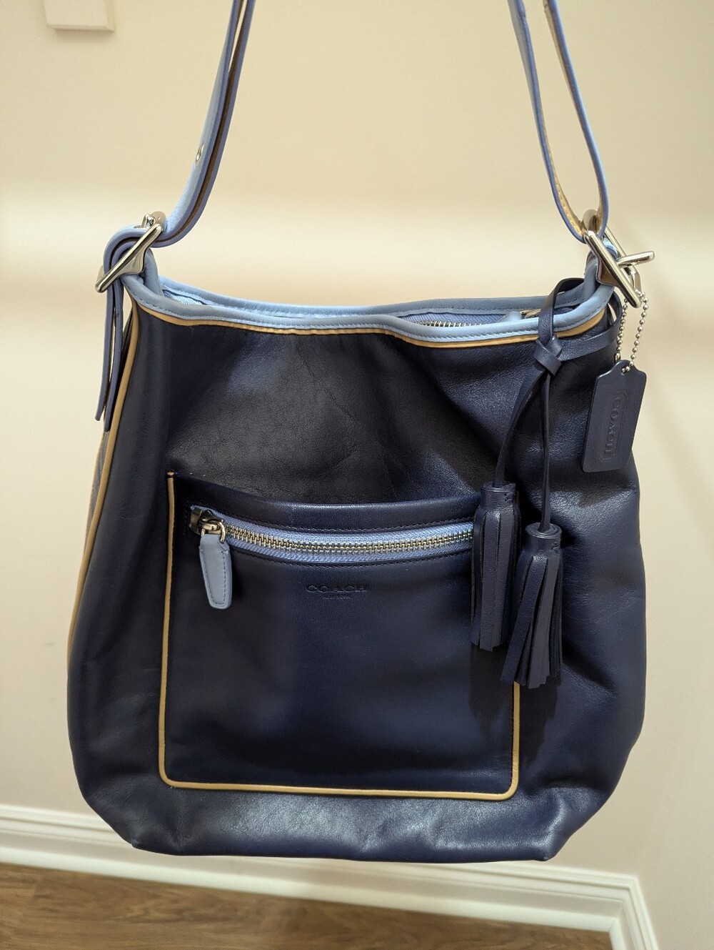 Blue Leather Coach Handbag